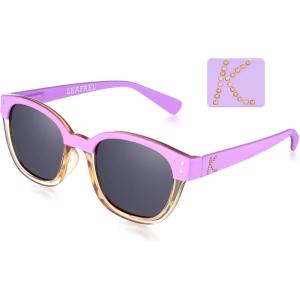 Leafael Personalized Initials Sunglasses for Women, Trendy Two Tone Purple Square Frame, Polarized UV400 Lens, Casual & Sport(Letter K)
