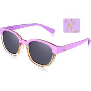 Leafael Personalized Initials Sunglasses for Women, Trendy Two Tone Purple Square Frame, Polarized UV400 Lens, Casual & Sport(Letter R)