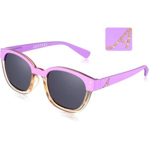 Leafael Personalized Initials Sunglasses for Women, Trendy Two Tone Purple Square Frame, Polarized UV400 Lens, Casual & Sport(Letter a)