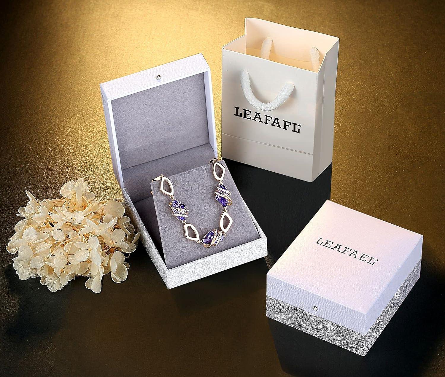 imageLeafael Wish Stone Link Charm Bracelet with Birthstone Crystals Rose Gold Plated or Silvertone 72102FebruaryTanzanite PurpleRose Gold Plated