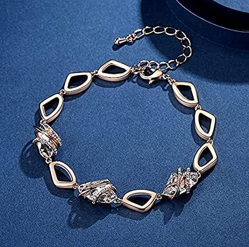 imageLeafael Wish Stone Link Charm Bracelet with Birthstone Crystals Rose Gold Plated or Silvertone 72104AprilClear WhiteRose Gold Plated
