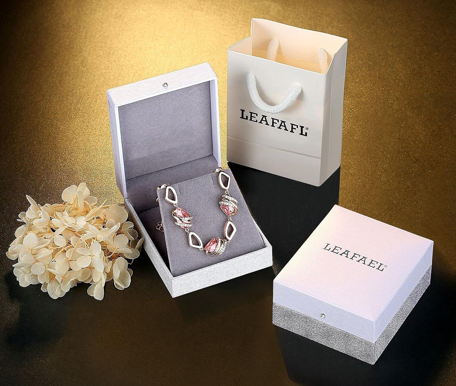 imageLeafael Wish Stone Link Charm Bracelet with Birthstone Crystals Rose Gold Plated or Silvertone 72110OctoberVintage PinkRose Gold Plated
