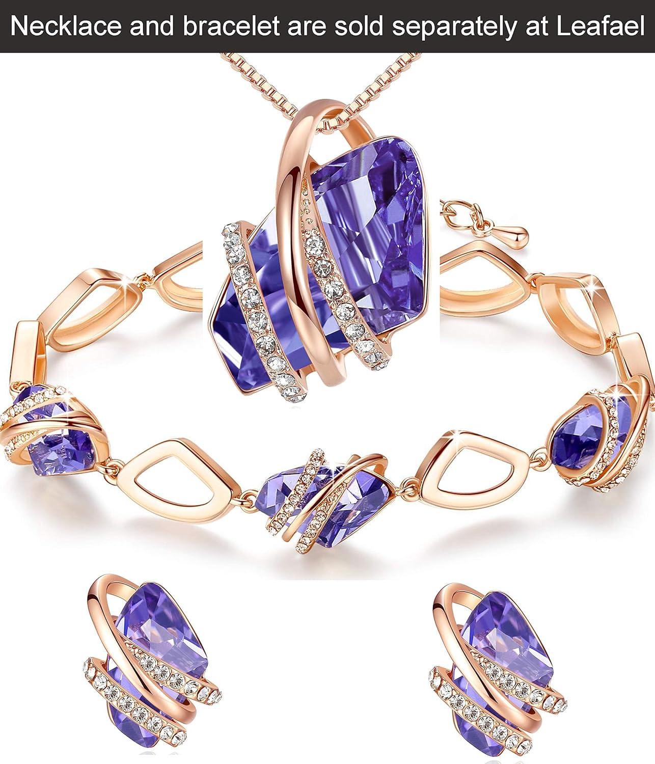 imageLeafael Wish Stone Stud Earrings with Birthstone Crystals 18K Rose Gold Plated or Silvertone102February BirthstoneTanzanite PurpleRose Gold Plated