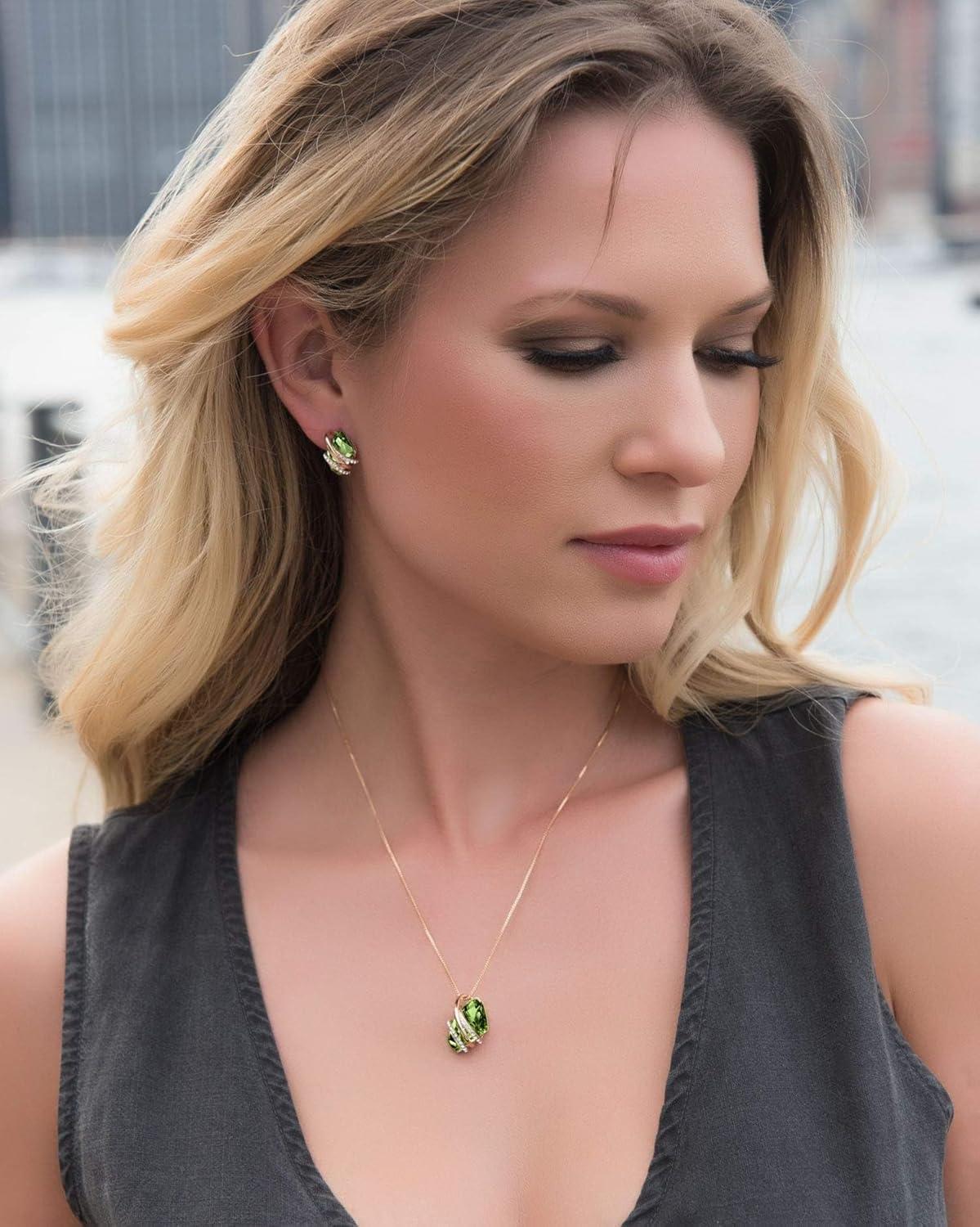 imageLeafael Wish Stone Stud Earrings with Birthstone Crystals 18K Rose Gold Plated or Silvertone108August BirthstonePeridot GreenRose Gold Plated