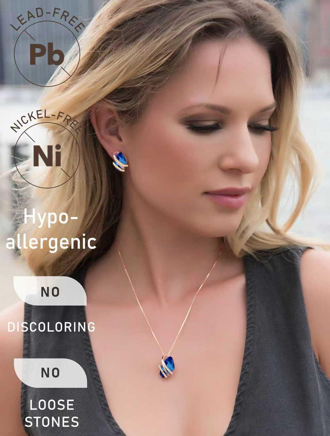 imageLeafael Wish Stone Stud Earrings with Birthstone Crystals 18K Rose Gold Plated or Silvertone109SeptemberSapphire BlueRose Gold Plated