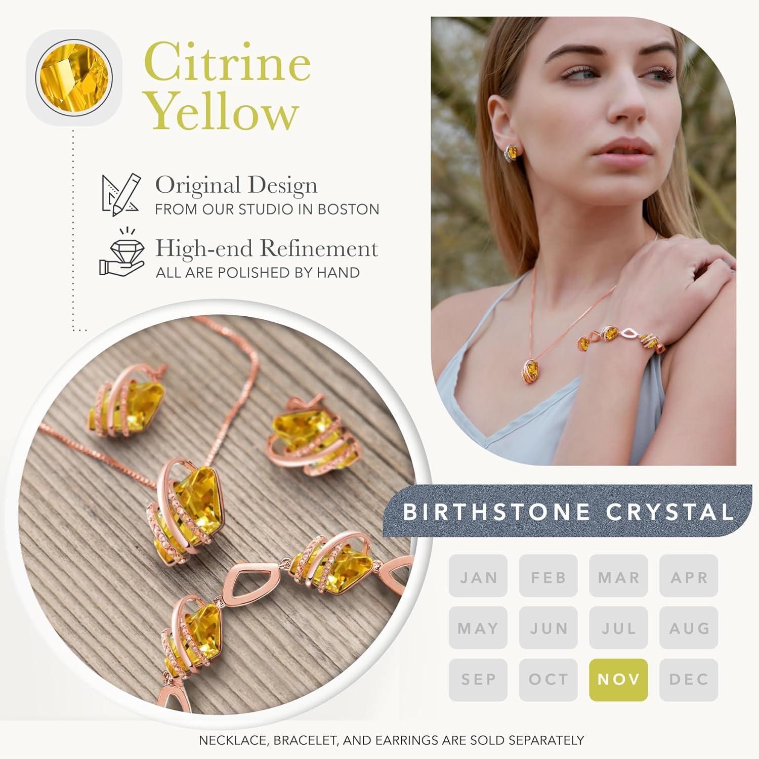 imageLeafael Wish Stone Stud Earrings with Birthstone Crystals 18K Rose Gold Plated or Silvertone111NovemberCitrine YellowRose Gold Plated