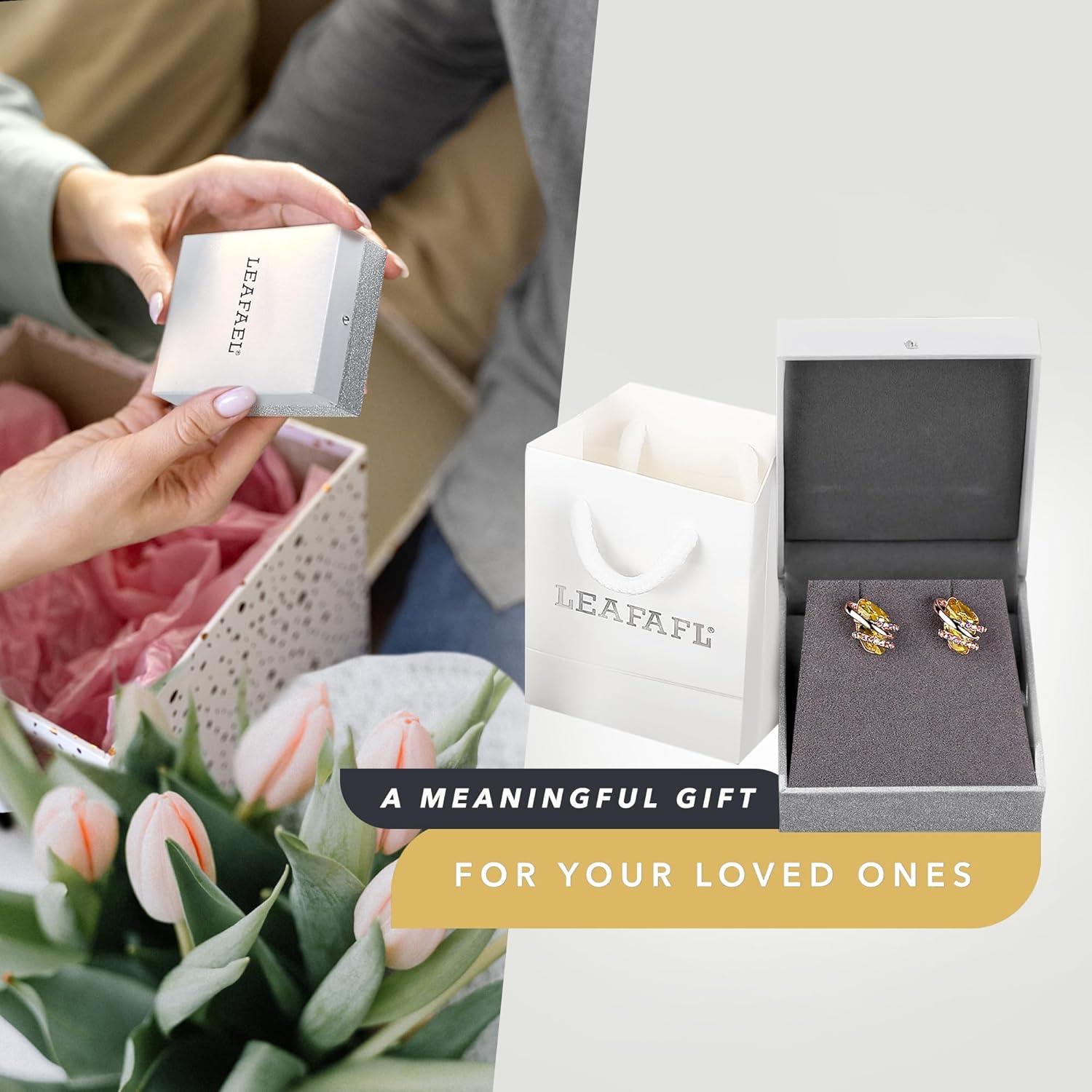 imageLeafael Wish Stone Stud Earrings with Birthstone Crystals 18K Rose Gold Plated or Silvertone111NovemberCitrine YellowRose Gold Plated