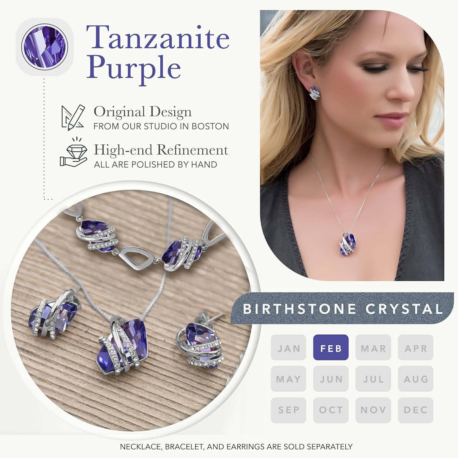 imageLeafael Wish Stone Stud Earrings with Birthstone Crystals 18K Rose Gold Plated or Silvertone202FebruaryTanzanite PurpleSilvertone