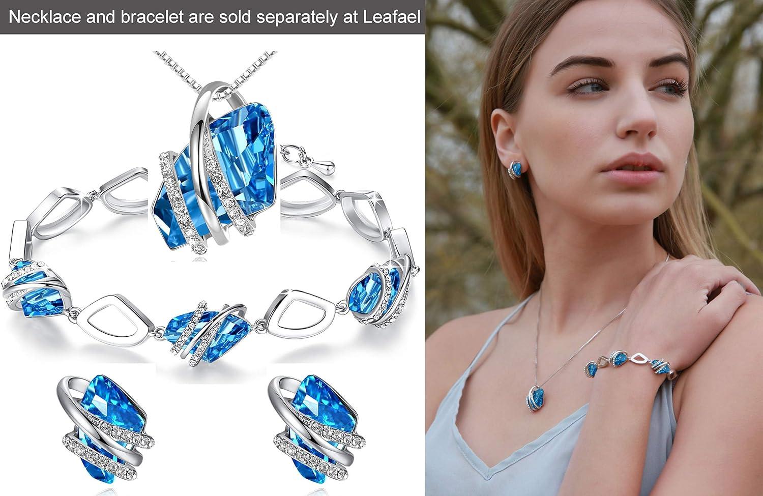 imageLeafael Wish Stone Stud Earrings with Birthstone Crystals 18K Rose Gold Plated or Silvertone203March DecemberAquamarine BlueSilvertone