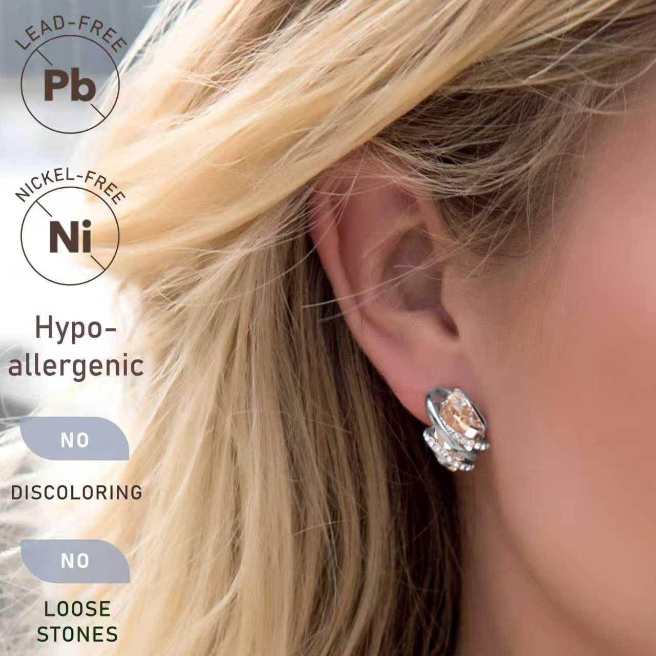 imageLeafael Wish Stone Stud Earrings with Birthstone Crystals 18K Rose Gold Plated or Silvertone204AprilClear WhiteSilvertone