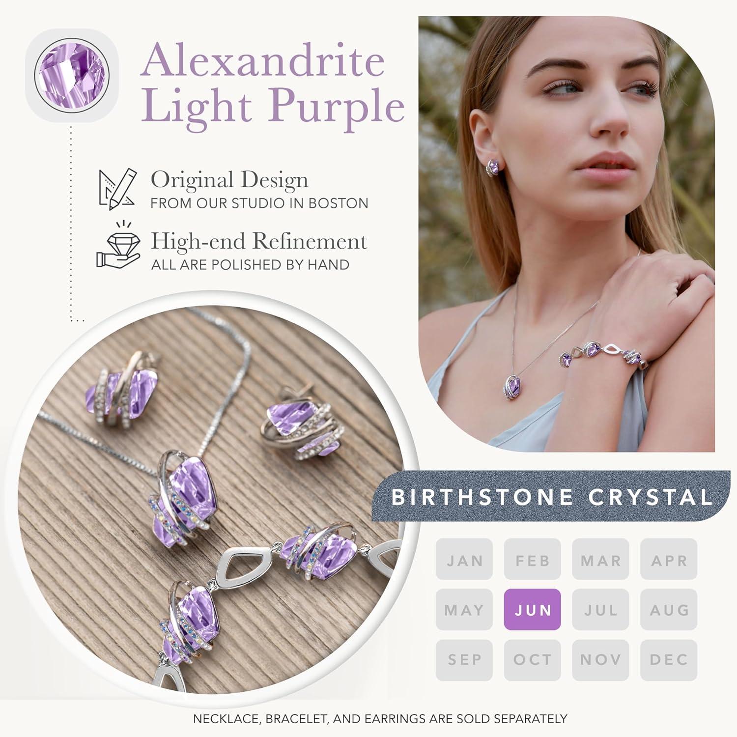 imageLeafael Wish Stone Stud Earrings with Birthstone Crystals 18K Rose Gold Plated or Silvertone206JuneAlexandrite Light PurpleSilvertone