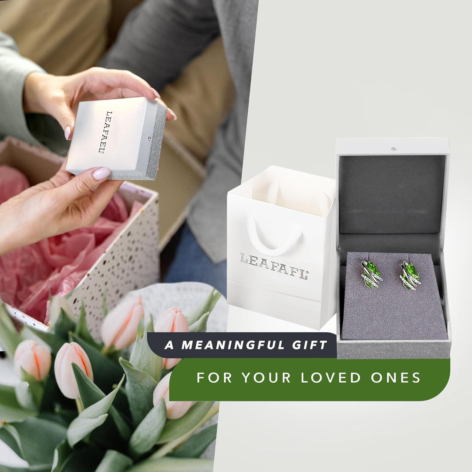 imageLeafael Wish Stone Stud Earrings with Birthstone Crystals 18K Rose Gold Plated or Silvertone208AugustPeridot GreenSilvertone