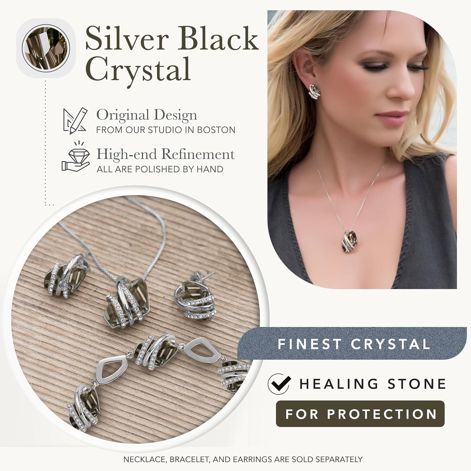 imageLeafael Wish Stone Stud Earrings with Birthstone Crystals 18K Rose Gold Plated or Silvertone212Silver Black CrystalSilvertone