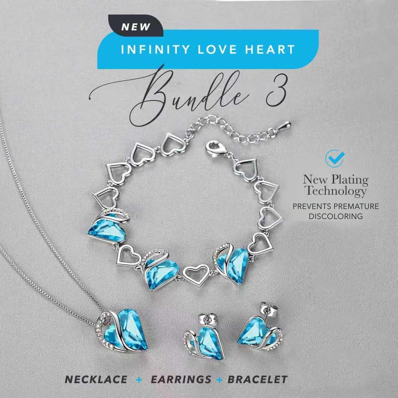 imageLeafael Mothers Day Gifts Necklace Set for Women Infinity Love Birthstone Heart Pendant with Matching Earrings and Bracelet for Mom and Wife Silver Plated12SetDecemberAquamarine Blue