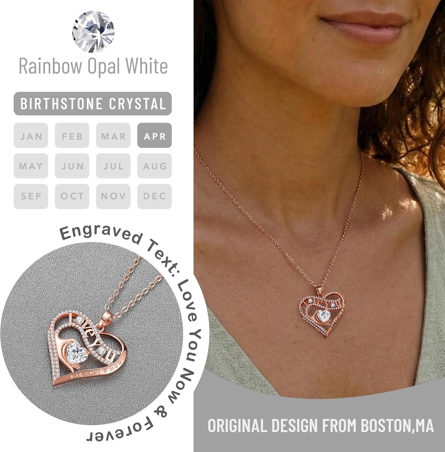 imageLeafael Gift Necklaces for Women Heart in Hand I Love You Birthstone Crystal for 12 Months Birthday Anniversary Jewelry for Wife Girlfriend Mom Rose Gold or Gunmetal Plated 18 2 Chain04AprilClear WhiteRose Gold Plated