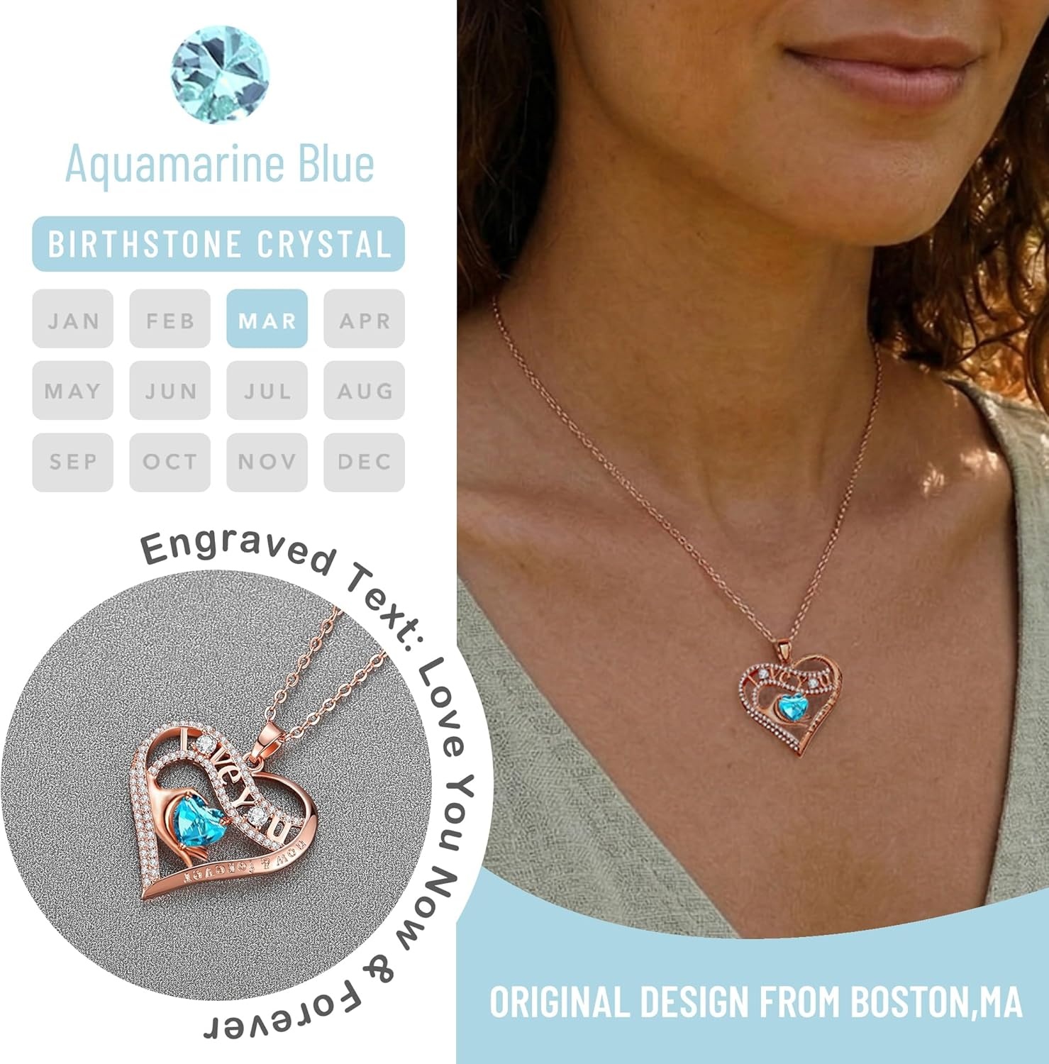 imageLeafael Gift Necklaces for Women Heart in Hand I Love You Birthstone Crystal for 12 Months Birthday Anniversary Jewelry for Wife Girlfriend Mom Rose Gold or Gunmetal Plated 18 2 Chain03MarchAquamarine Light BlueRose Gold Plated