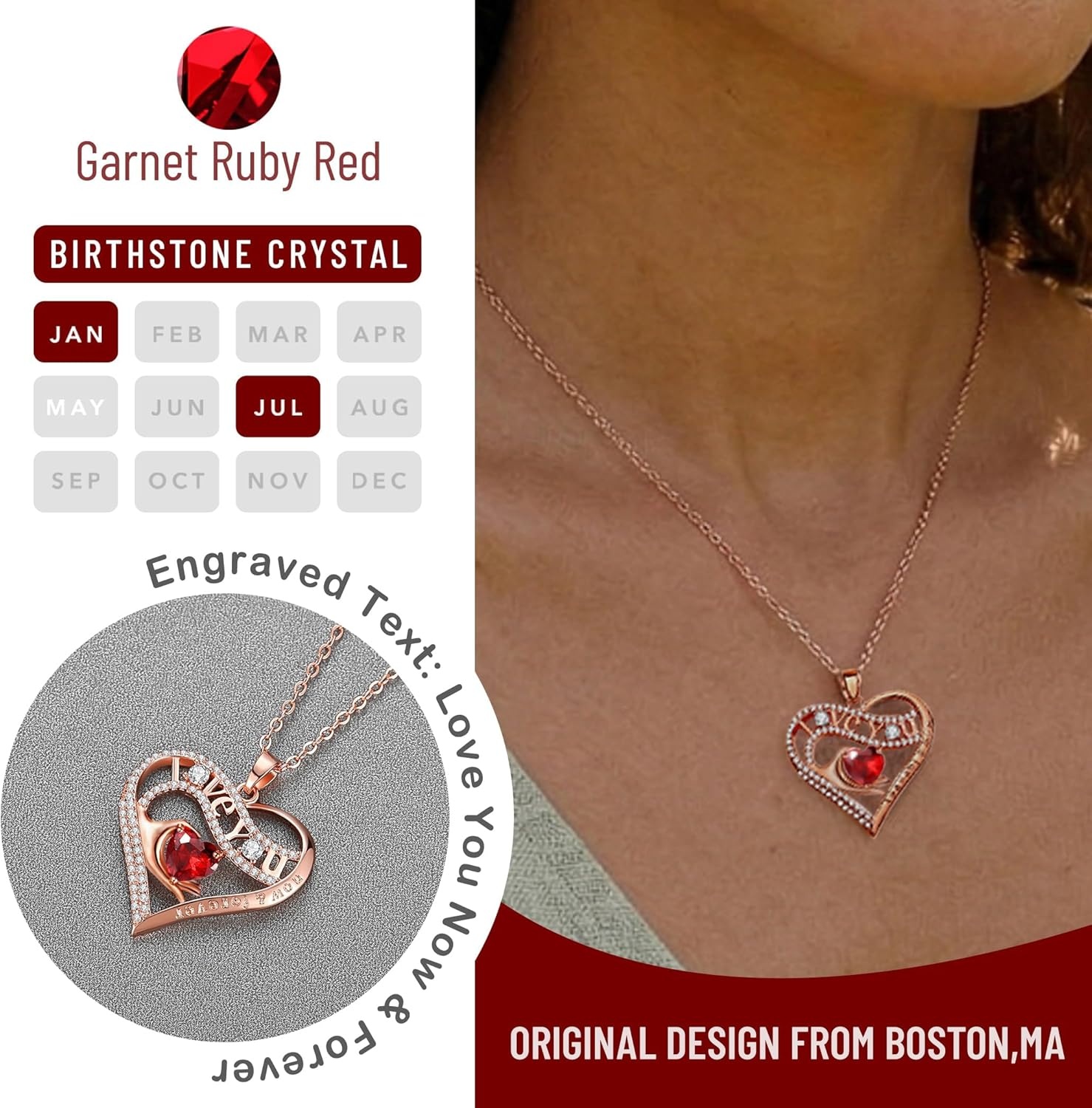 imageLeafael Gift Necklaces for Women Heart in Hand I Love You Birthstone Crystal for 12 Months Birthday Anniversary Jewelry for Wife Girlfriend Mom Rose Gold or Gunmetal Plated 18 2 Chain01JanuaryGarnet Ruby RedRose Gold Plated