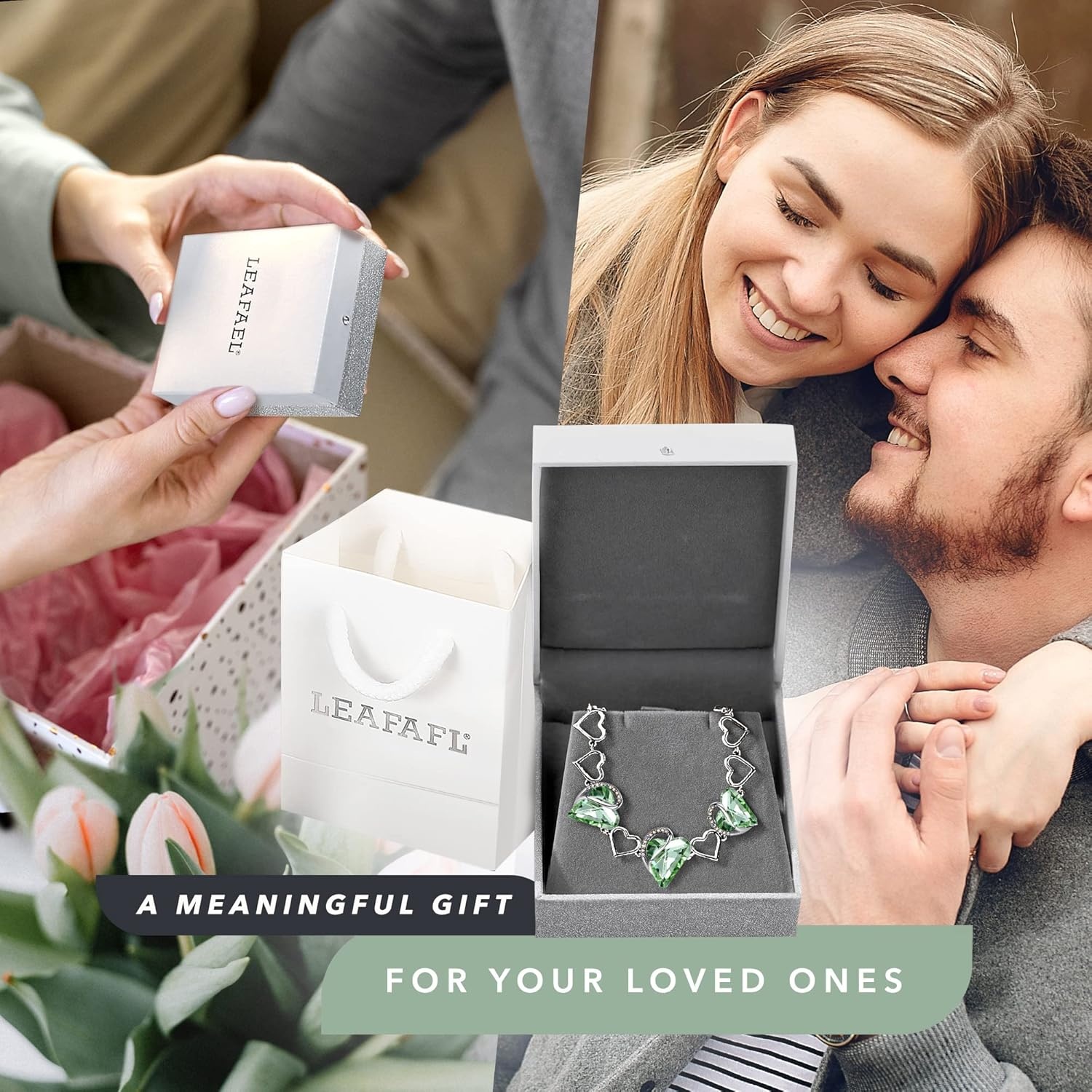 imageLeafael Infinity Love Heart Gift Bracelet for Women Birthstone or Healing Stone Crystal Silver Tone 7inch Chain and 2inch Extender08bAugustHealing Stone for ConfidenceLight Chrysolite Green