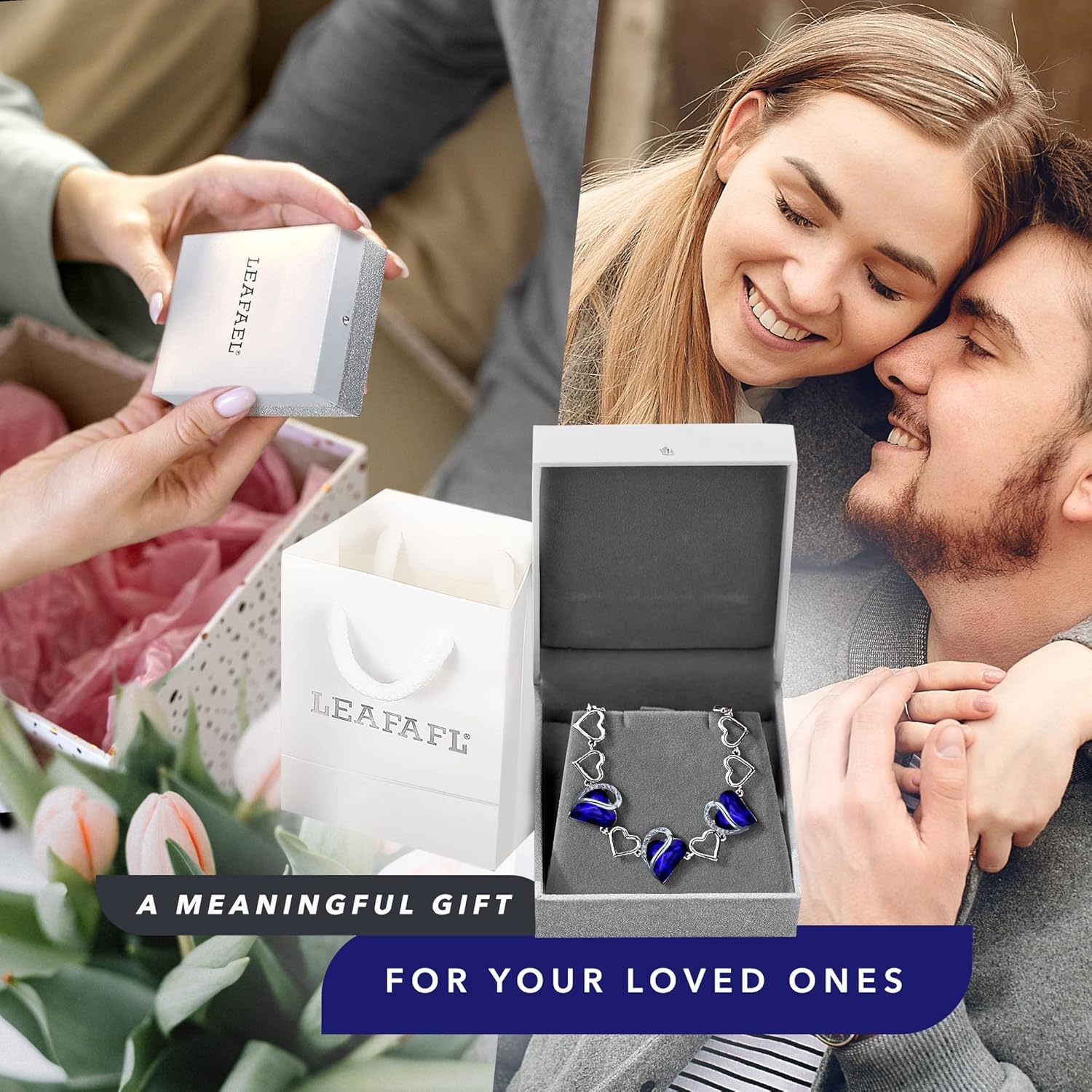 imageLeafael Infinity Love Heart Gift Bracelet for Women Birthstone or Healing Stone Crystal Silver Tone 7inch Chain and 2inch Extender09bSeptemberHealing Stone for WisdomCobalt Blue