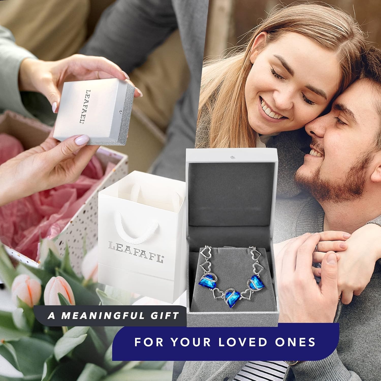 imageLeafael Infinity Love Heart Gift Bracelet for Women Birthstone or Healing Stone Crystal Silver Tone 7inch Chain and 2inch Extender09cSeptemberHealing Stone for HealthRainbow Blue