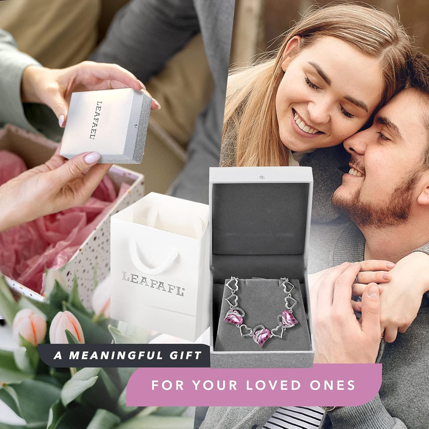 imageLeafael Infinity Love Heart Gift Bracelet for Women Birthstone or Healing Stone Crystal Silver Tone 7inch Chain and 2inch Extender10bOctoberHealing Stone for LoveRose Quartz Pink
