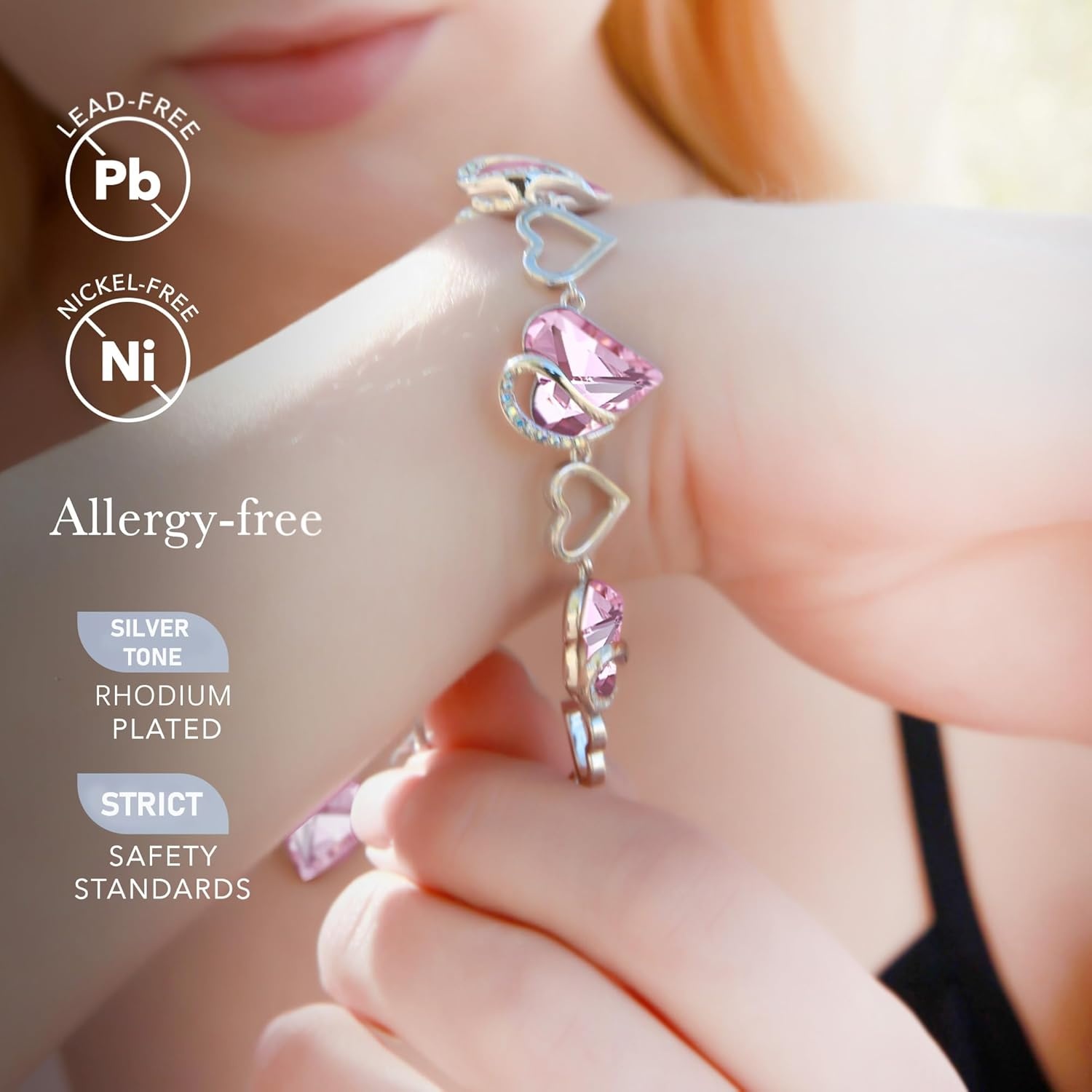 imageLeafael Infinity Love Heart Gift Bracelet for Women Birthstone or Healing Stone Crystal Silver Tone 7inch Chain and 2inch Extender10bOctoberHealing Stone for LoveRose Quartz Pink