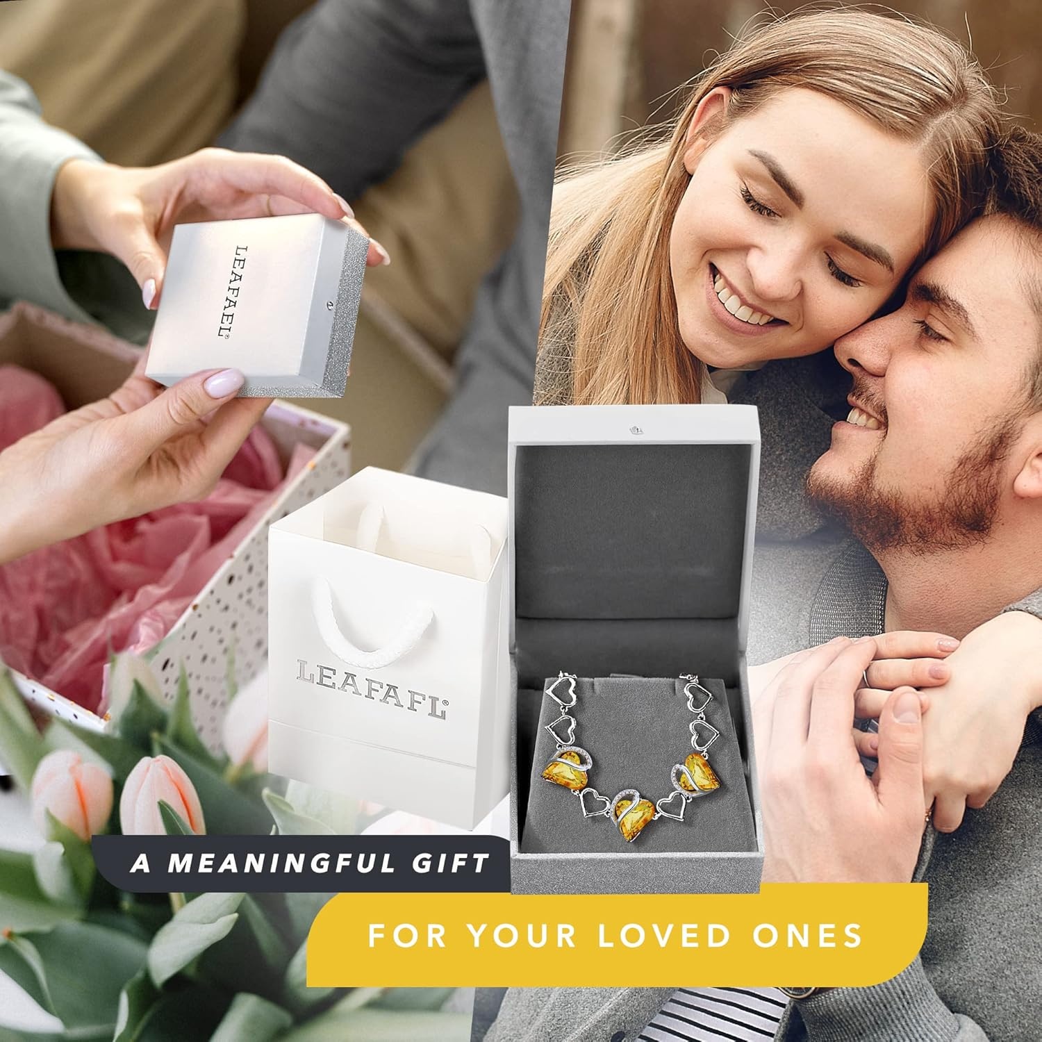 imageLeafael Infinity Love Heart Gift Bracelet for Women Birthstone or Healing Stone Crystal Silver Tone 7inch Chain and 2inch Extender11bNovemberHealing Stone for HappinessCitrine Yellow