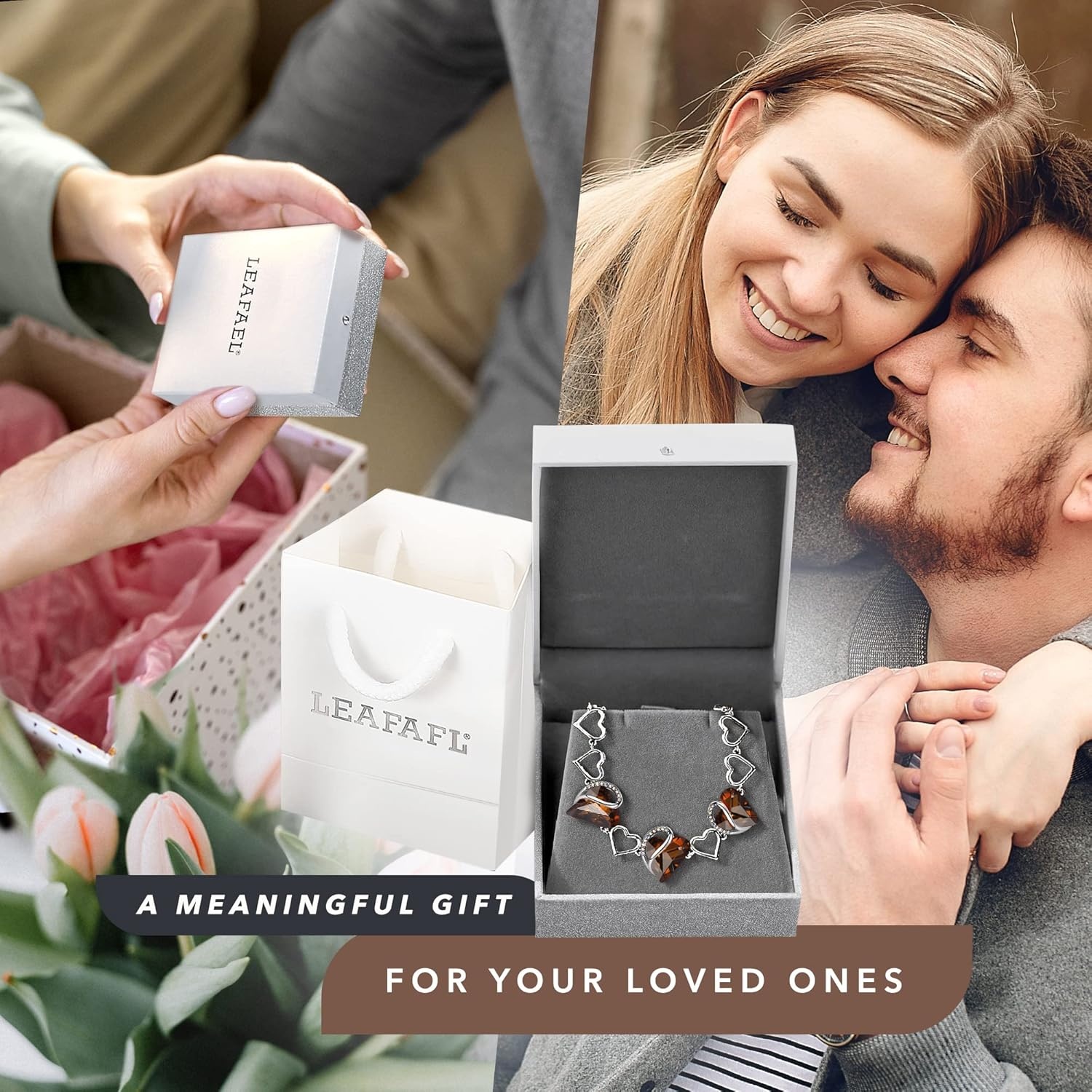 imageLeafael Infinity Love Heart Gift Bracelet for Women Birthstone or Healing Stone Crystal Silver Tone 7inch Chain and 2inch Extender11cNovemberHealing Stone for Stress ReliefDark Topaz Brown