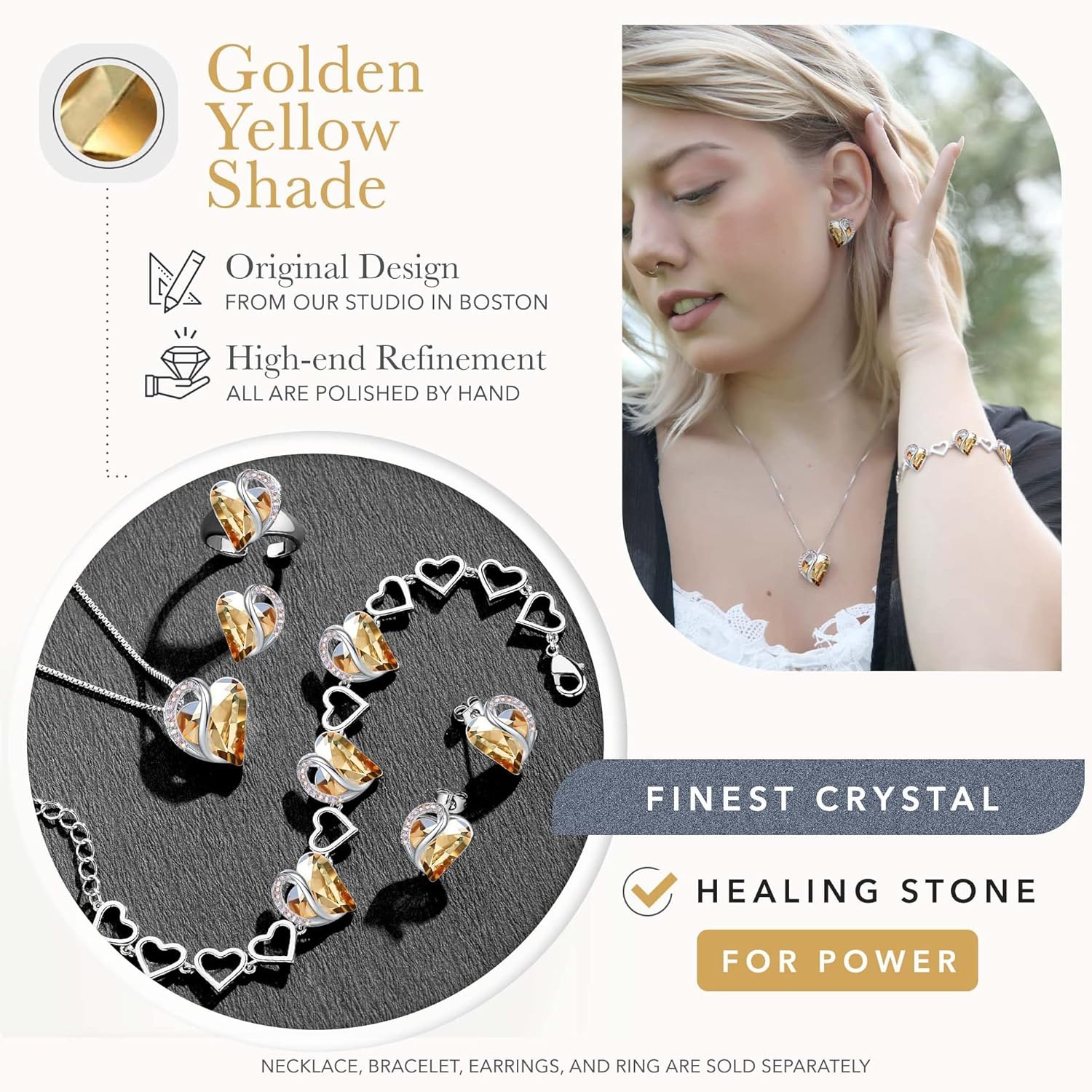 imageLeafael Infinity Love Heart Gift Bracelet for Women Birthstone or Healing Stone Crystal Silver Tone 7inch Chain and 2inch Extender11cNovemberSilver ToneHealing Stone for PowerYellow Shade