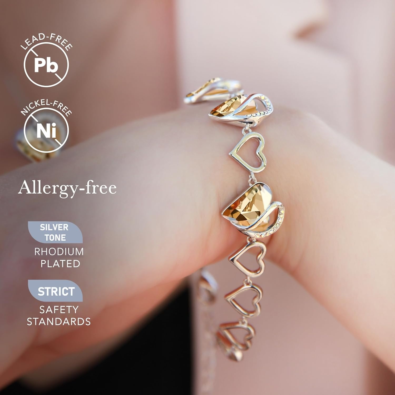 imageLeafael Infinity Love Heart Gift Bracelet for Women Birthstone or Healing Stone Crystal Silver Tone 7inch Chain and 2inch Extender11cNovemberSilver ToneHealing Stone for PowerYellow Shade