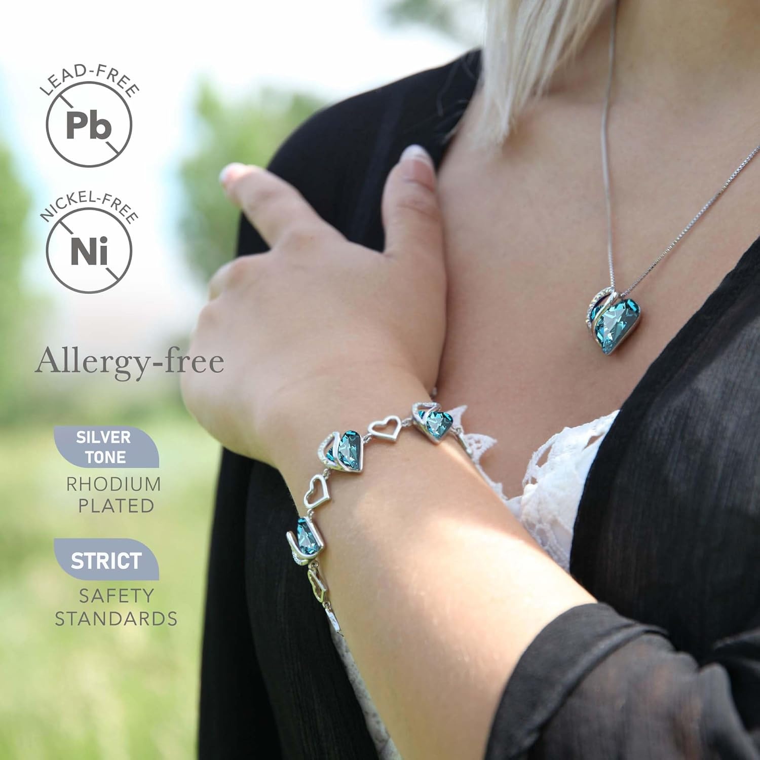 imageLeafael Infinity Love Heart Gift Bracelet for Women Birthstone or Healing Stone Crystal Silver Tone 7inch Chain and 2inch Extender12bDecemberHealing Stone for RelaxationIndicolite Zircon Blue