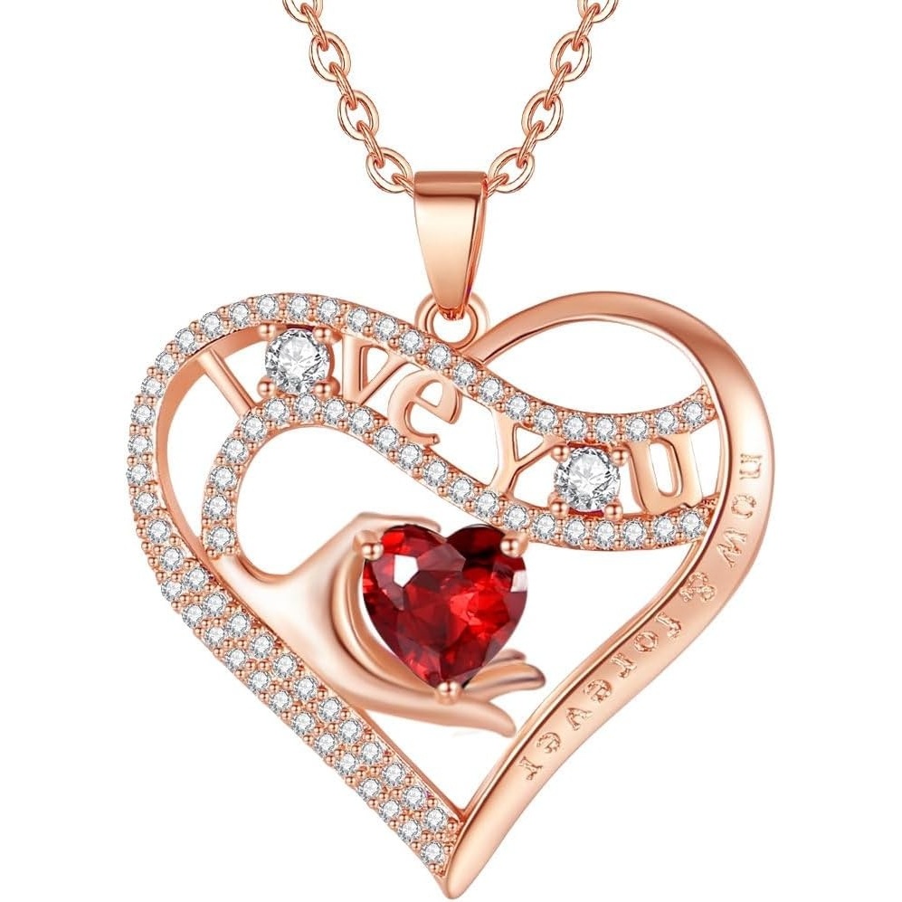imageLeafael Gift Necklaces for Women Heart in Hand I Love You Birthstone Crystal for 12 Months Birthday Anniversary Jewelry for Wife Girlfriend Mom Rose Gold or Gunmetal Plated 18 2 Chain01JanuaryGarnet Ruby RedRose Gold Plated