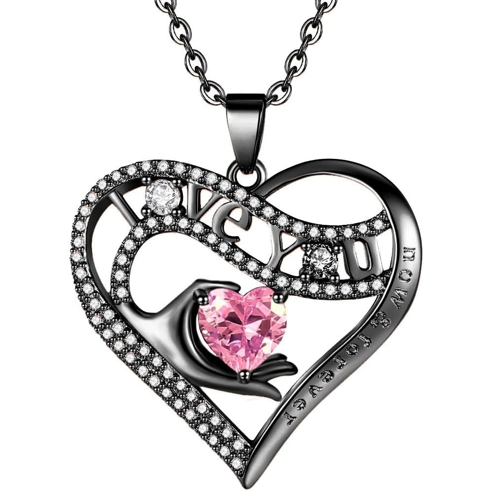 imageLeafael Gift Necklaces for Women Heart in Hand I Love You Birthstone Crystal for 12 Months Birthday Anniversary Jewelry for Wife Girlfriend Mom Rose Gold or Gunmetal Plated 18  2 Chain22OctoberRose Quartz PinkGunmetal Plated