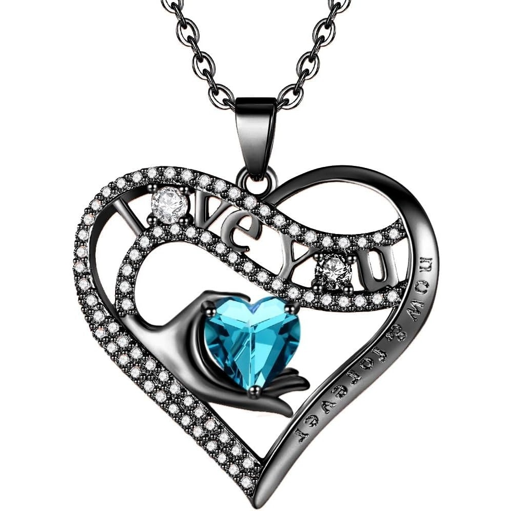 imageLeafael Gift Necklaces for Women Heart in Hand I Love You Birthstone Crystal for 12 Months Birthday Anniversary Jewelry for Wife Girlfriend Mom Rose Gold or Gunmetal Plated 18 2 Chain24DecemberBlue TopazGunmetal Plated