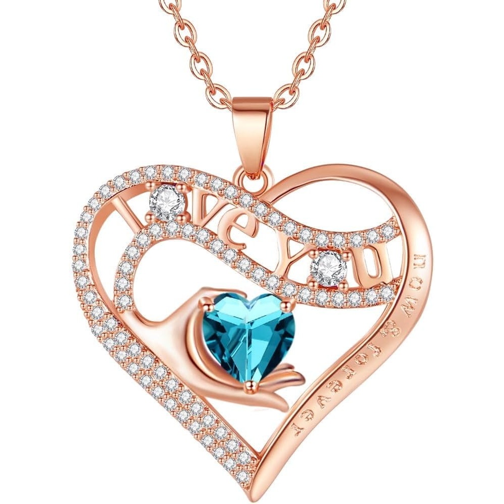 imageLeafael Gift Necklaces for Women Heart in Hand I Love You Birthstone Crystal for 12 Months Birthday Anniversary Jewelry for Wife Girlfriend Mom Rose Gold or Gunmetal Plated 18  2 Chain12DecemberBlue TopazRose Gold Plated