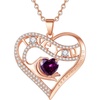 02-February-Amethyst Dark Pink-Rose Gold Plated