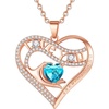 03-March-Aquamarine Light Blue-Rose Gold Plated