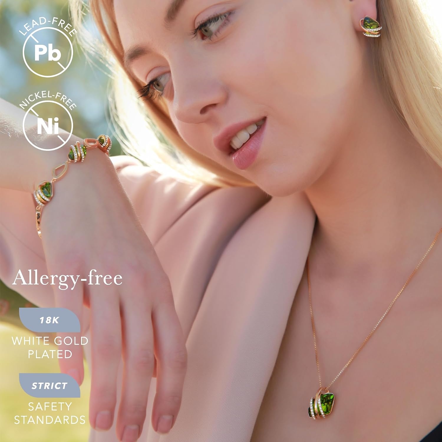 image:imageLeafael Wish Stone Pendant Necklace with Birthstone Crystal 18K Rose Gold PlatedSilvertone 18 2108AugustPeridot GreenRose Gold Plated