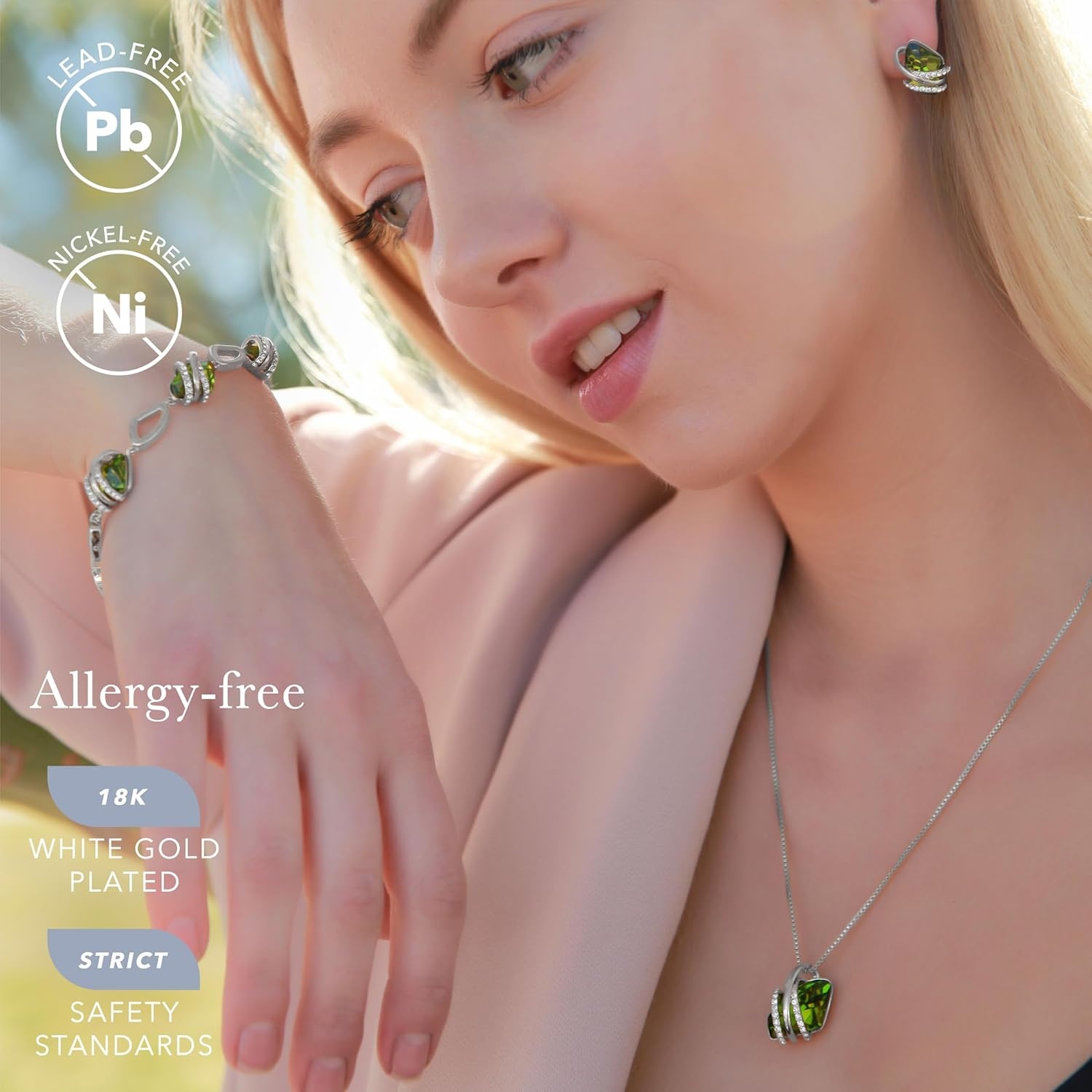 image:imageLeafael Wish Stone Pendant Necklace with Birthstone Crystal 18K Rose Gold PlatedSilvertone 18 2208AugustPeridot GreenSilvertone