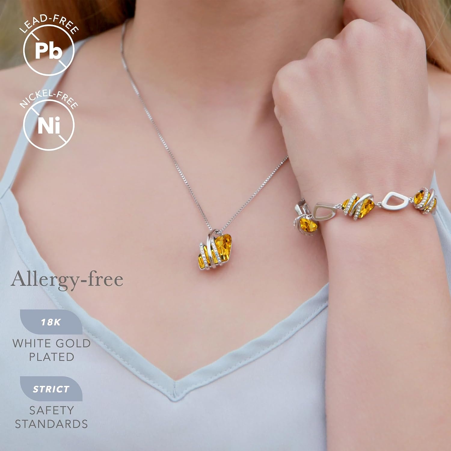 image:imageLeafael Wish Stone Pendant Necklace with Birthstone Crystal 18K Rose Gold PlatedSilvertone 18 2211NovemberCitrine YellowSilvertone