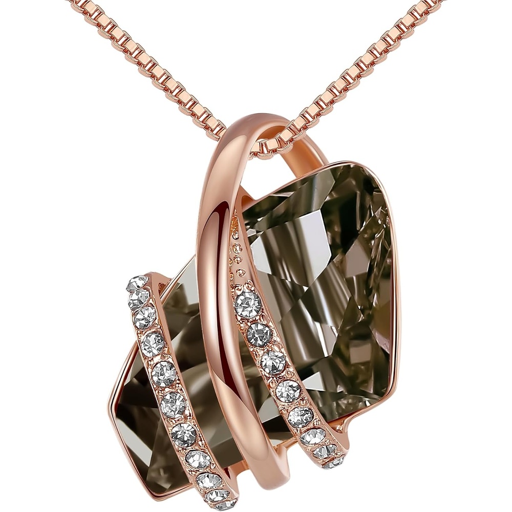 image:imageLeafael Wish Stone Pendant Necklace with Birthstone Crystal 18K Rose Gold PlatedSilvertone 18 2112Silver Black CrystalRose Gold Plated