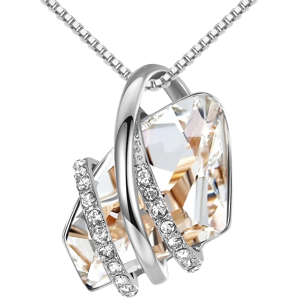 image:imageLeafael Wish Stone Pendant Necklace with Birthstone Crystal 18K Rose Gold PlatedSilvertone 18 2204AprilClear WhiteSilvertone