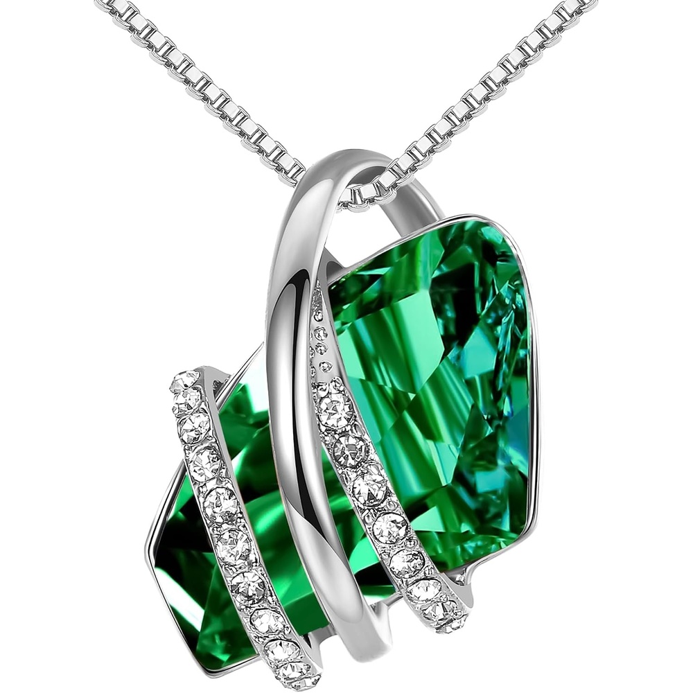 image:imageLeafael Wish Stone Pendant Necklace with Birthstone Crystal 18K Rose Gold PlatedSilvertone 18 2205MayEmerald GreenSilvertone
