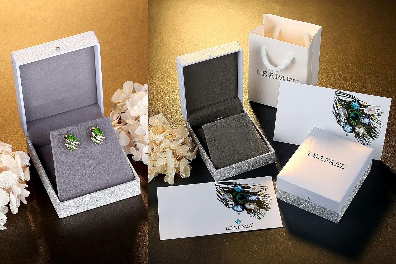 image:imageLeafael Wish Stone Necklace and Stud Earrings Jewelry Set for Women August Birthstone Peridot Green Crystal Jewelry Silver Tone Gifts for Women