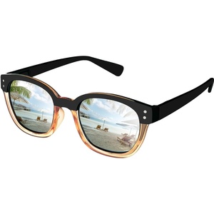 Polarized Sunglasses for Women, Trendy Two Tone Retro Square, UV400 100% UV Protection, Casual & Active(09 Black)