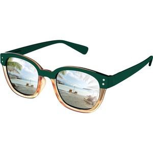 Polarized Sunglasses for Women, Trendy Two Tone Retro Square, UV400 100% UV Protection, Casual & Active(12 Dark Teal Green)