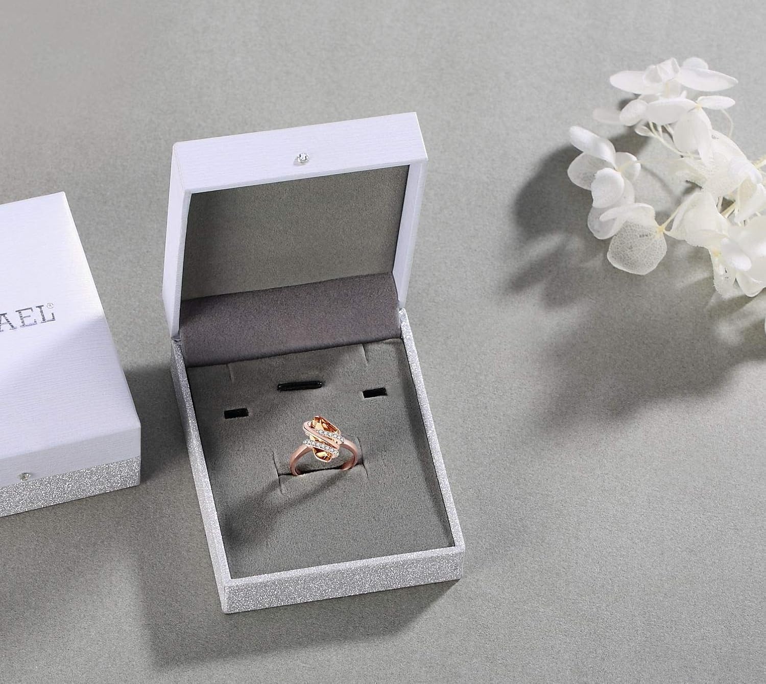 image:imageLeafael Wish Stone Adjustable Open Ring with Birthstone Crystals 18K Rose Gold Plated or Silvertone Size 658111November BirthstoneAmber Brown