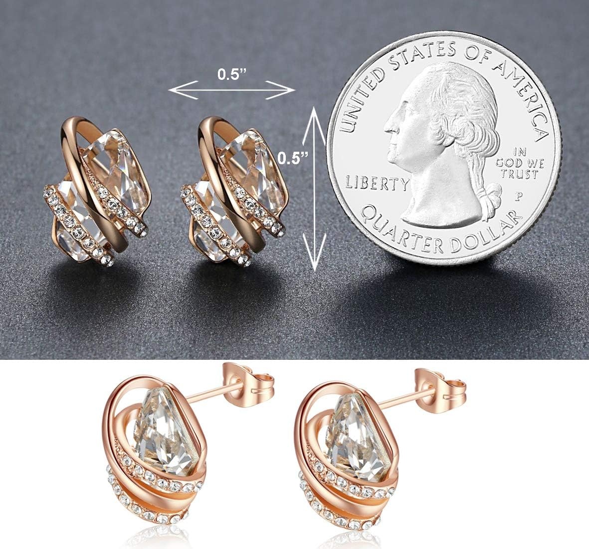 image:imageLeafael Wish Stone Necklace and Stud Earrings Jewelry Set for Women April Birthstone Clear White Crystal Jewelry Silver Tone Gifts for Women