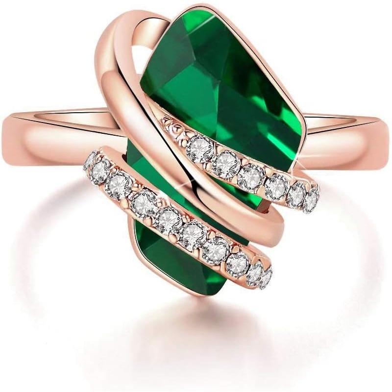 image:imageLeafael Wish Stone Adjustable Open Ring with Birthstone Crystals 18K Rose Gold Plated or Silvertone Size 658105May BirthstoneEmerald Green