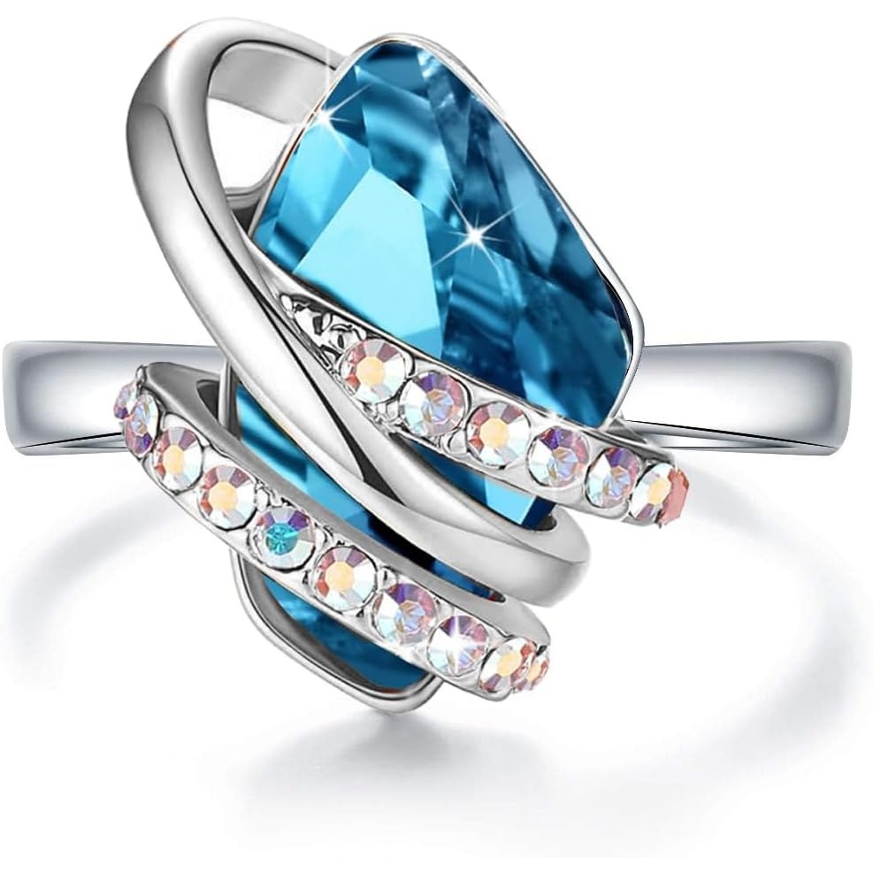 image:imageLeafael Wish Stone Adjustable Open Ring with Birthstone Crystals 18K Rose Gold Plated or Silvertone Size 658212December BirthstoneZircon Blue